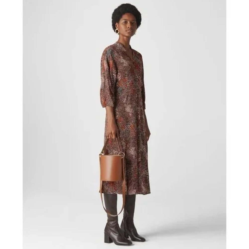 Whistles Abstract Animal Print Crepe Dress